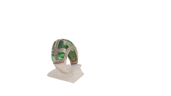 sterling silver green trio ring emrald green